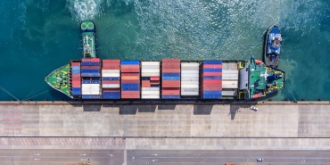 Container ship at a port